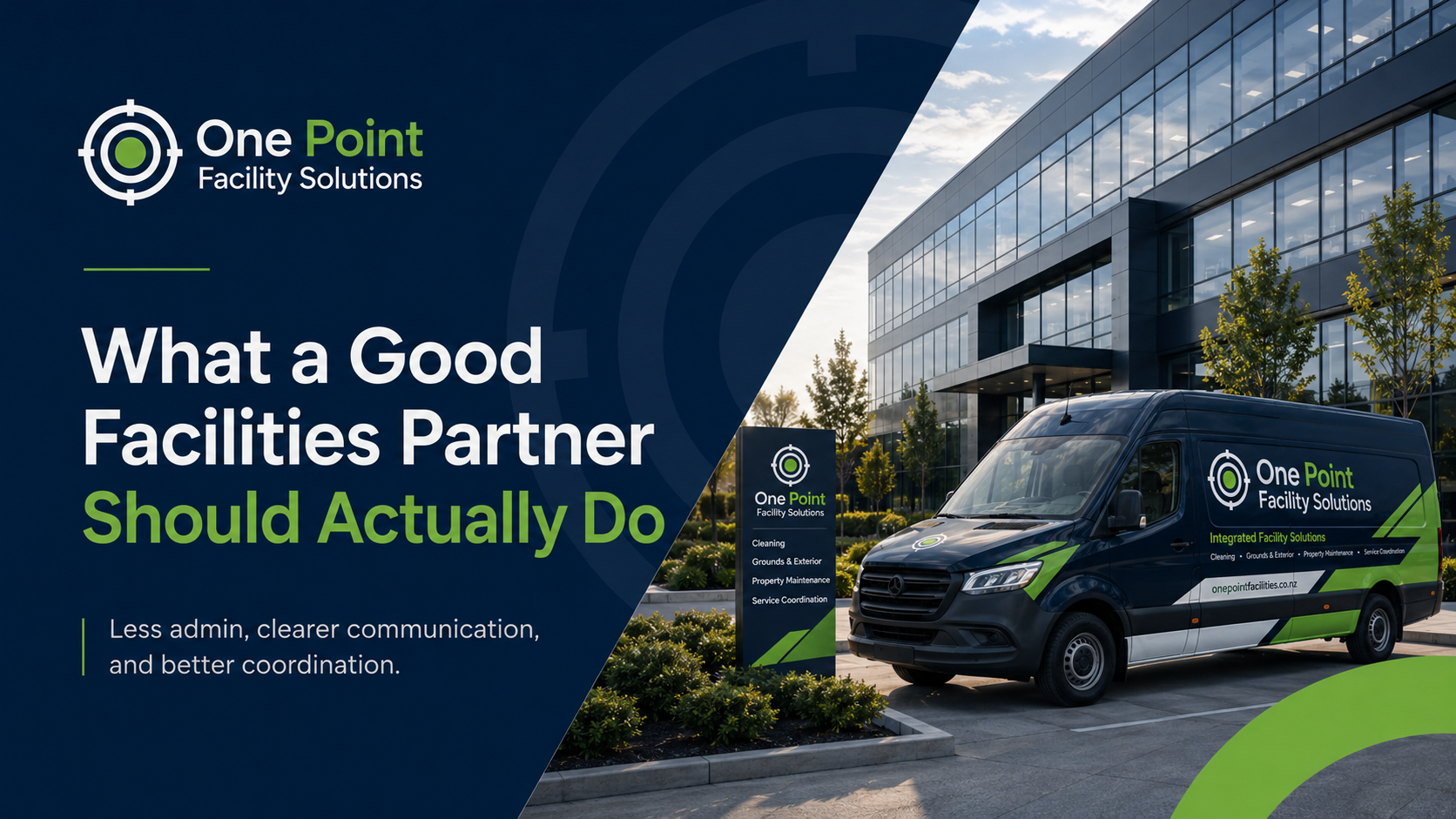 One Point Facility Solutions van and signage at a commercial site